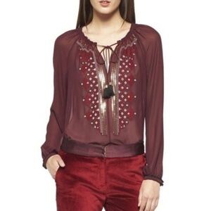 Altuzarra For Target peasant Burgundy purple red Blouse Top S